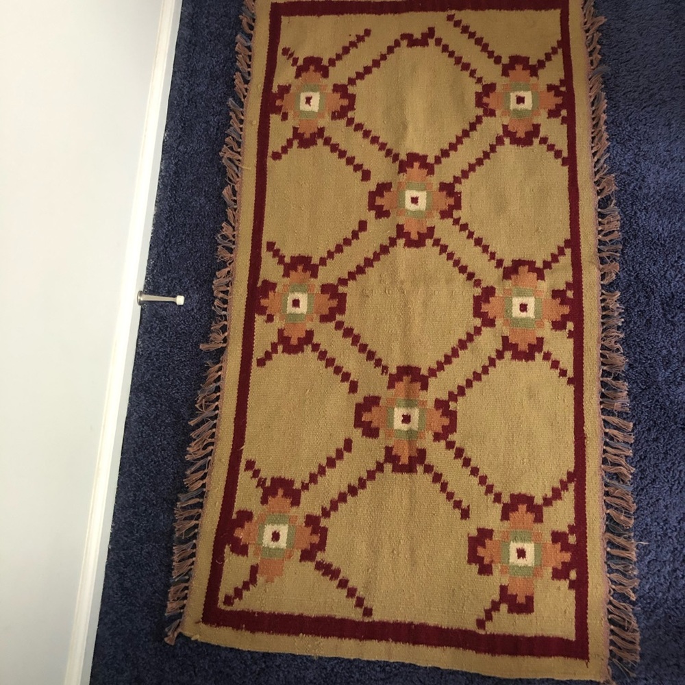 Albanian Handmade Rug 50 Years Old Vintage 23x44”